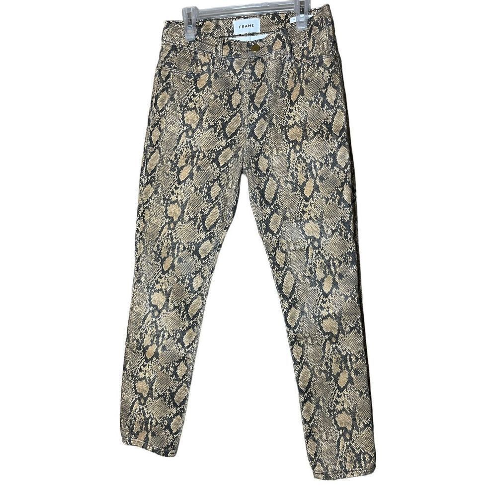 Frame Denim Le High Skinny Crop Snakeskin Pants Size 26‎